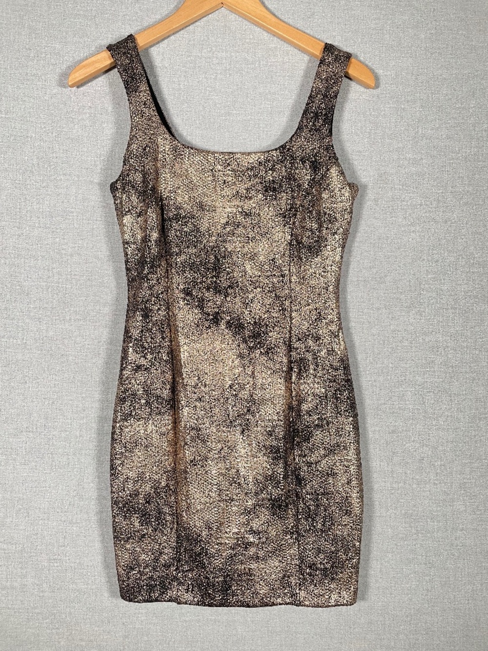 Tart Collections Metallic Bronze Gold Textured Mini Dress Size S Party